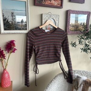 Sage Multicolor Striped Long Sleeve Blouse